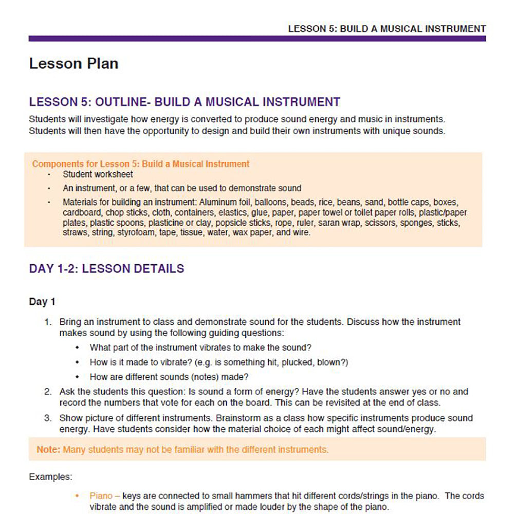 Building with a Variety of Materials - Lesson 5 | Build a Musical Instrument