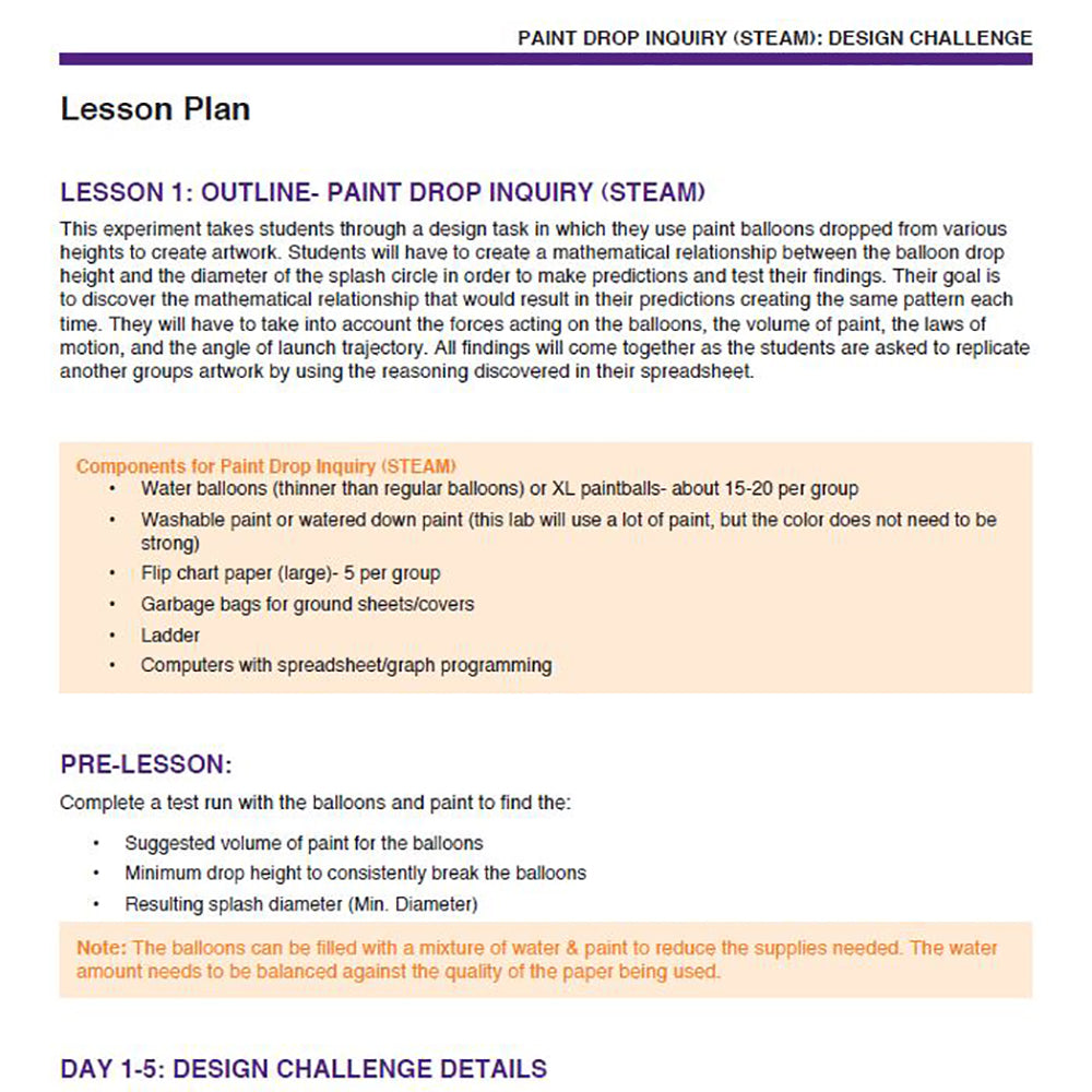 Paint Drop Inquiry (STEAM)