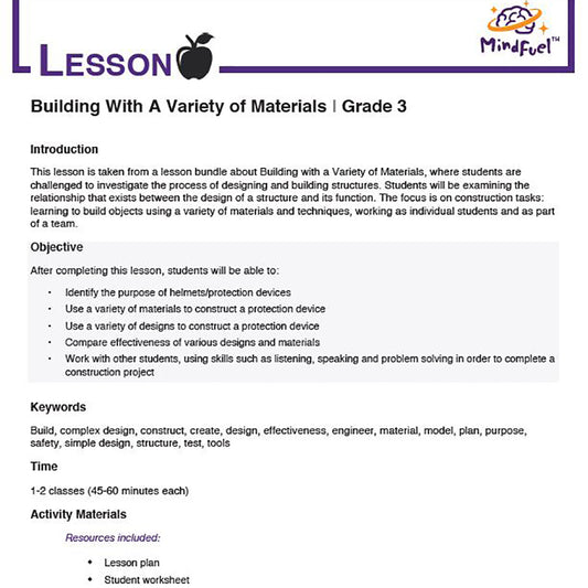 Building with a Variety of Materials - Lesson 3 | Protecting your Noggin'!