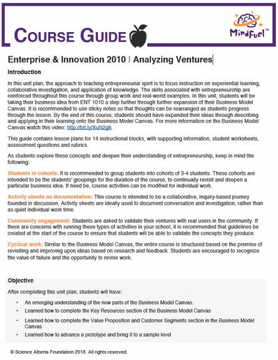 Enterprise and Innovation Course, High School - Course 2 | Analyzing Ventures