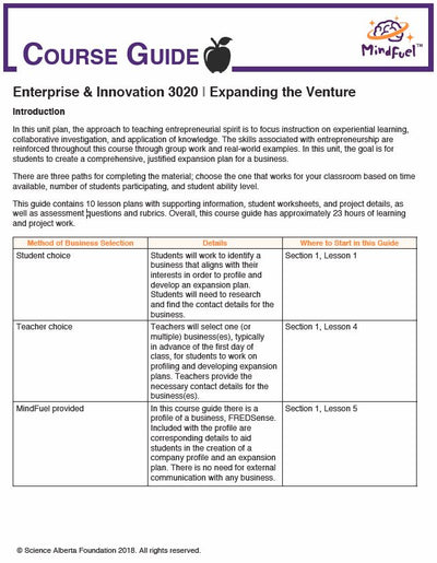 Enterprise and Innovation Course, High School - Course 3 | Expanding the Venture