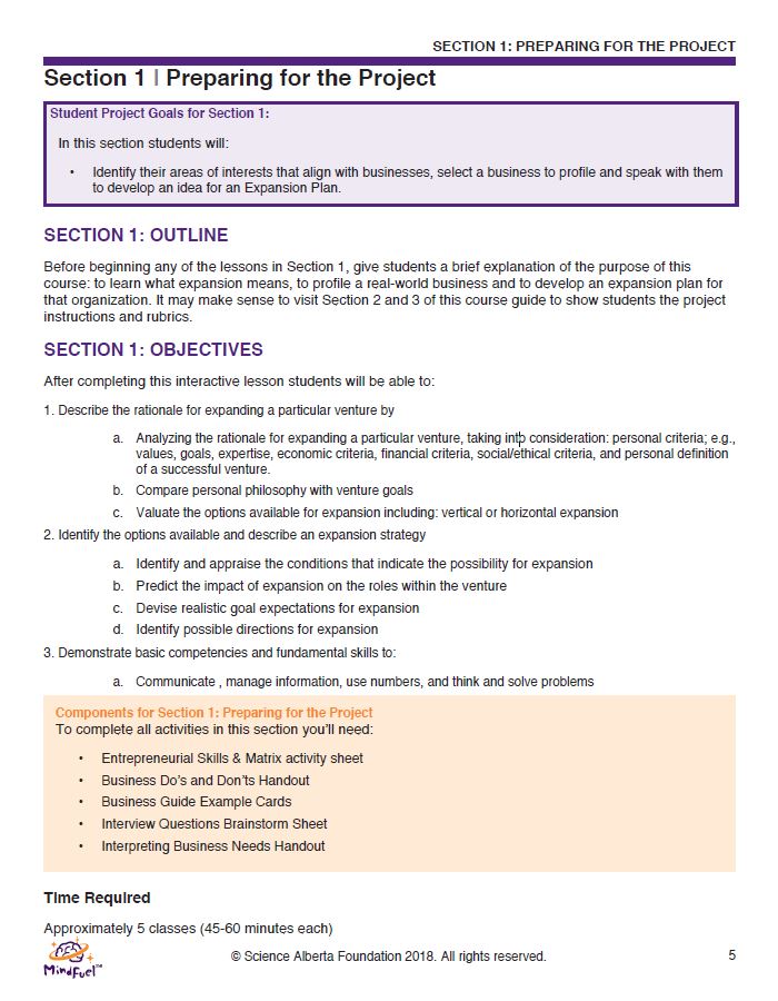 Enterprise and Innovation Course, High School - Course 3 | Expanding the Venture