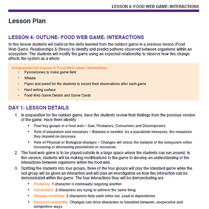 Wetland Ecosystems - Food Web Games: Relationships & Interactions