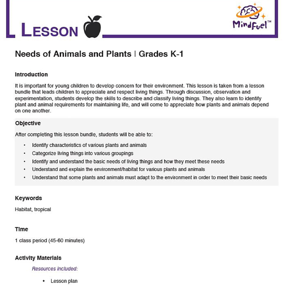 Needs of Plants and Animals - Plant Leaf Design
