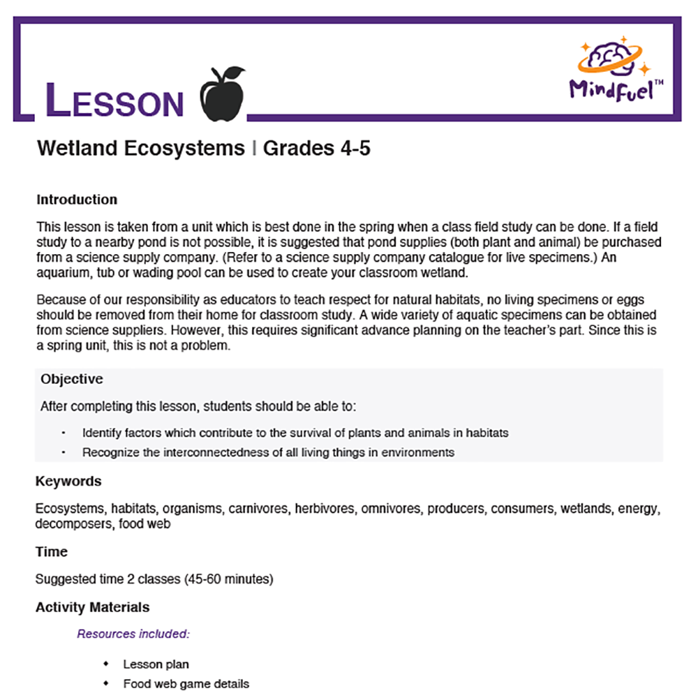 Wetland Ecosystems - Food Web Games: Relationships & Interactions
